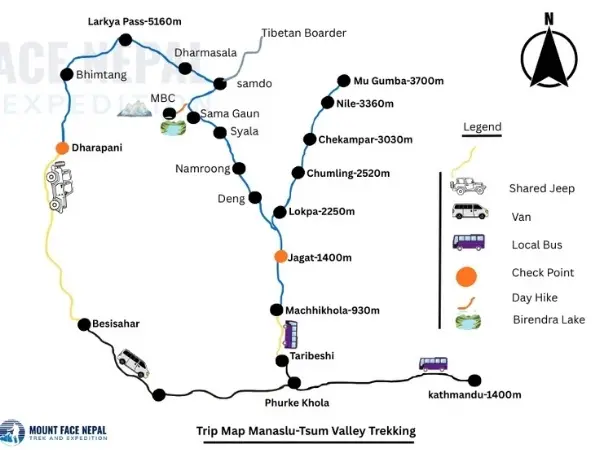 Tsum Valley Route Map