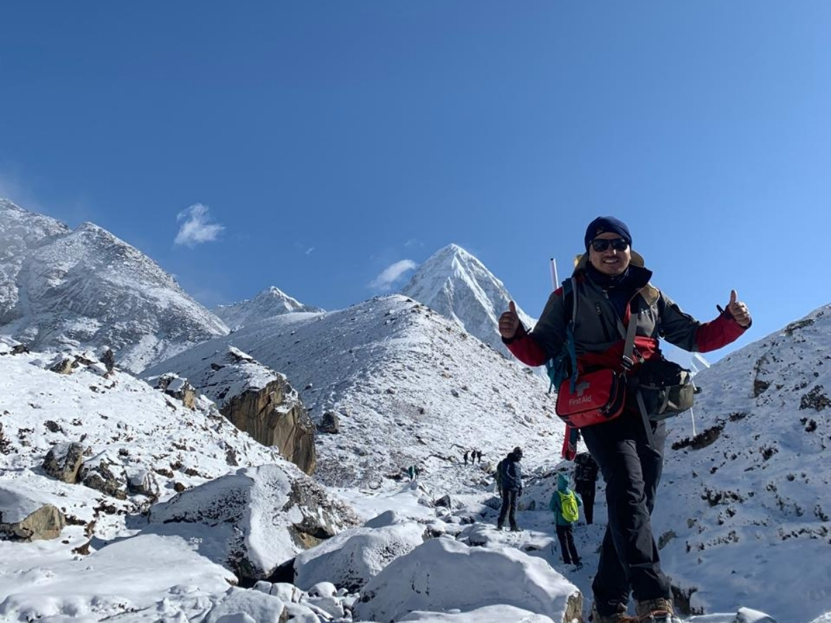walking on snowy trail