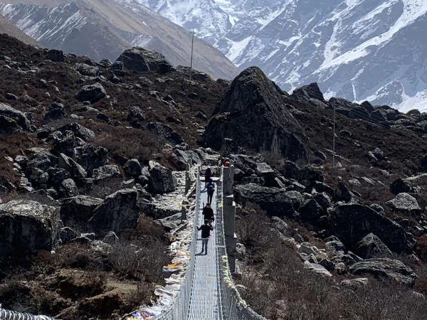 Suspension Bridge Near Kyanjin Gumba
