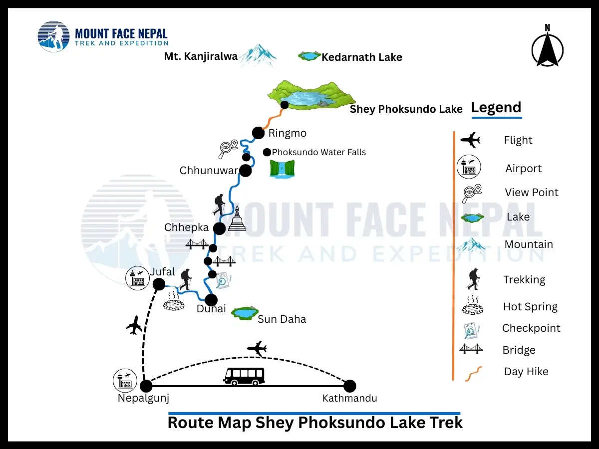 Trek Route Map Shey Phoksundo Lake Trek