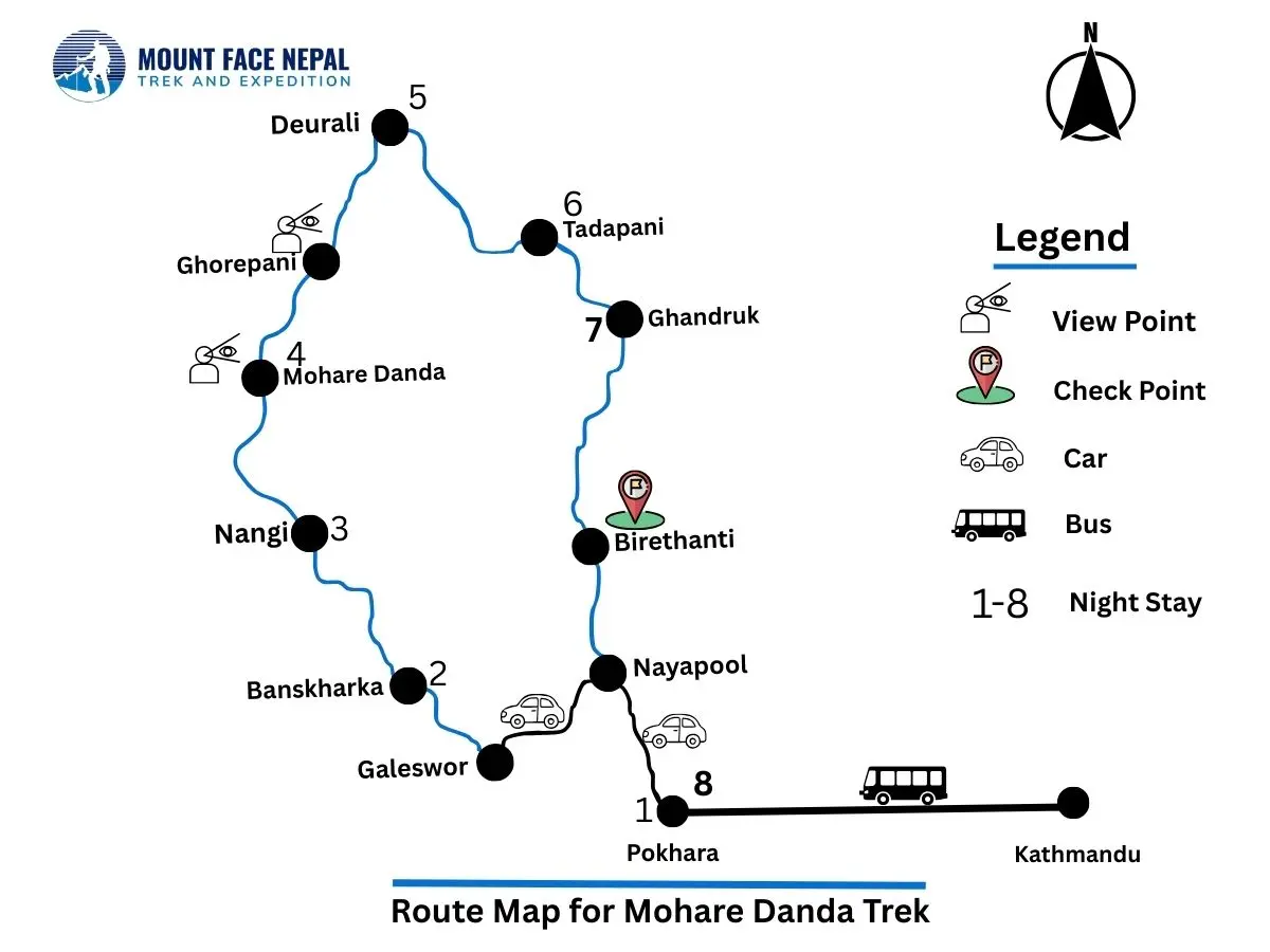 Trek Route Map For Mohare Danda